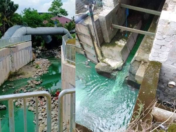 Gambar Sungai Subang bertukar hijau yang tular di media sosial.