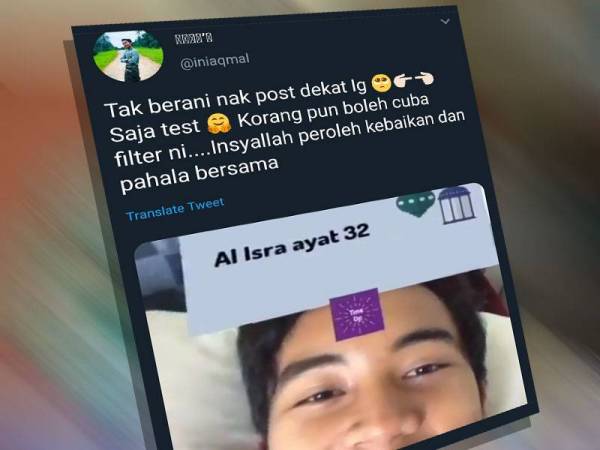 Paparan Twitter Muhammad Zaim meneka surah dan ayat al-Quran dengan mudah dalam tempoh tujuh saat.