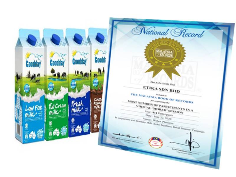 Goodday menerima pengiktirafan Malaysia Book of Records apabila berjaya menganjurkan sesi moreh digital terbesar.