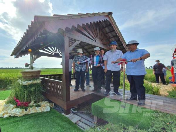 Ronald ketika melancarkan laporan teknikal pengurusan nutrien lokasi spesifik (SSNM) bagi kawasan padi Pulau Pinang di Sungai Acheh, Nibong Tebal hari ini.