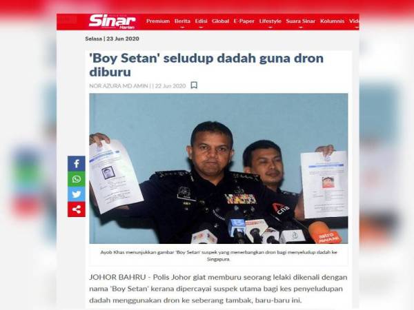 Laporan Sinar Harian berkaitan 'Boy Setan' semalam.