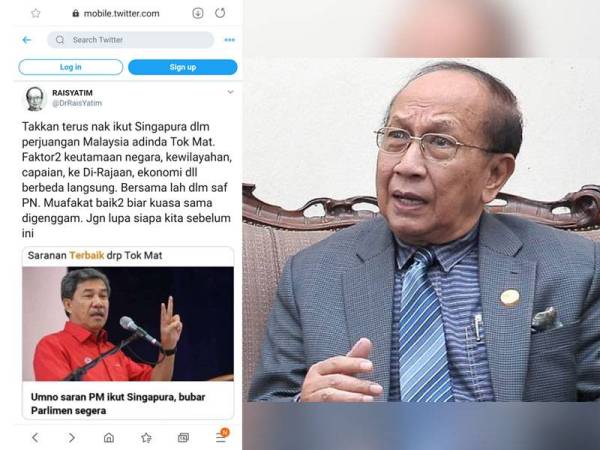Paparan ciapan Twitter Rais.