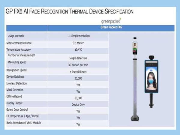 Spesifikasi alat pengimbas haba yang dikeluarkan syarikat Kiplepay Sdn Bhd.