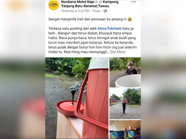 Paparan Facebook Nurdiana menarik perhatian umum.