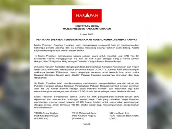 Kenyataan Majlis Presiden PH. 