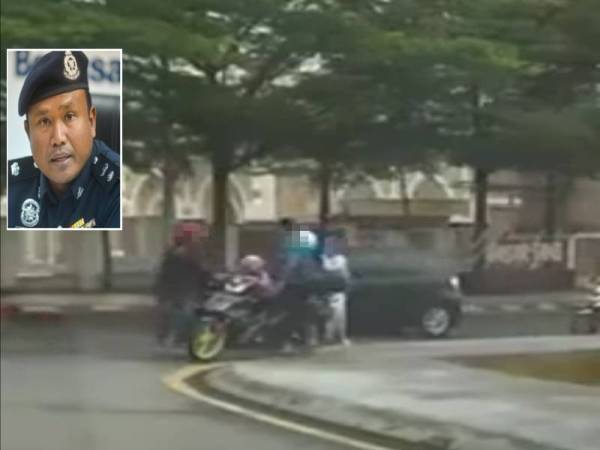 Pergaduhan yang tular antara dua penunggang motosikal di Jalan Padang Tembak, Kuala Lumpur semalam. Gambar kecil:Rajab Ahad Ismail