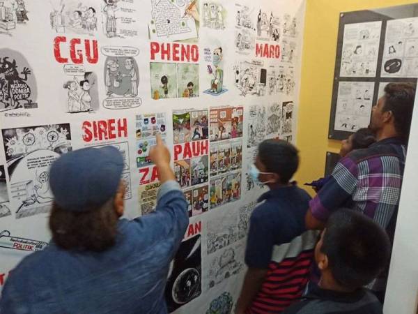Pusat tersebut turut mempamerkan karya daripada naskhah lama majalah humor tempatan yang terkenal pada era 1980-an seperti Ujang, Geli Hati dan Batu Api, melibatkan lebih 50 kartunis. Foto: FB Rumah Kartun