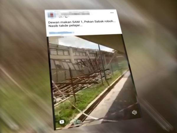 Status dimuat naik di laman Facebook berhubung kejadian runtuhan dewan makan sebuah sekolah agama menengah di sini hari ini.