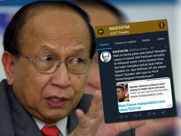 Tangkap layar Twitter Rais hari ini.