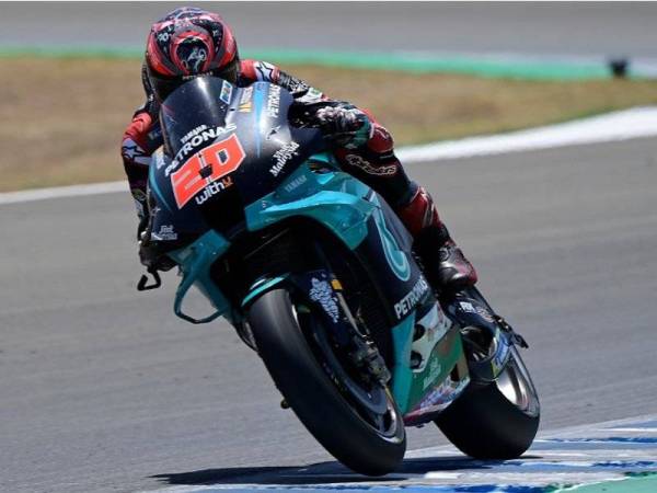 Aksi Quantararo pada perlumbaan petang tadi.