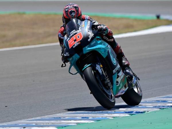 Aksi bertenaga Quartararo pada GP Andalusia di Litar Jerez.