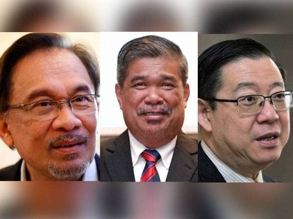 Gambar dari kiri: Anwar Ibrahim, Mohamad Sabu, Lim Guan Eng