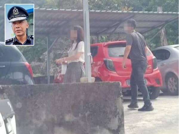 Gambar pasangan kekasih tersebut tular selepas didakwa memakai gelang berwarna merah jambu pengesanan Covid-19 di kawasan parkir Bukit Bendera. Gambar kecil: Soffian