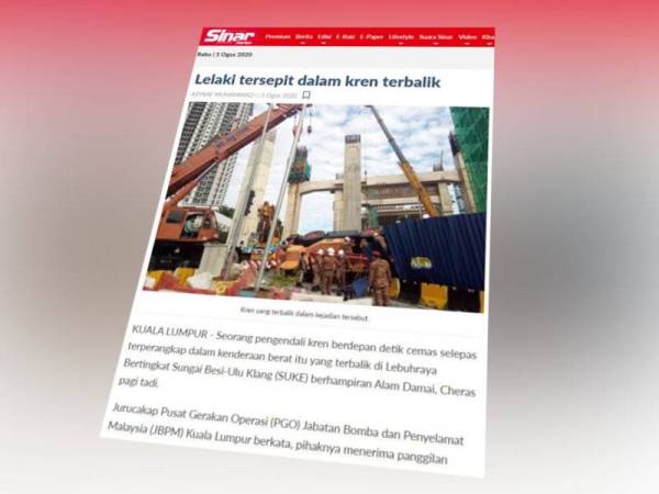 Laporan Sinar Harian hari ini.