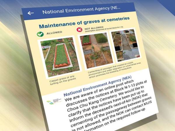 Paparan Facebook NEA mengenai perkara tersebut.