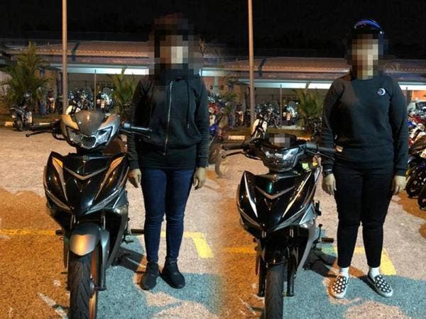 Dua wanita antara yang ditahan dalam Ops Samseng Jalanan Lebuhraya Kuala Lumpur - Seremban, awal pagi tadi.