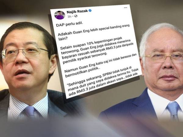 Hantaran Najib di laman sosial Facebook miliknya hari ini. 