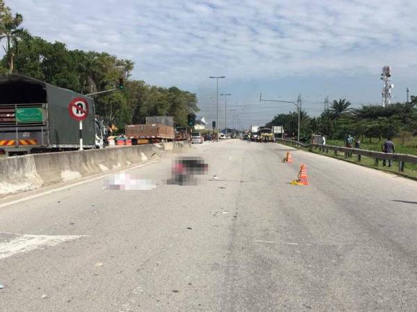 Mangsa disahkan meninggal dunia dalam nahas di persimpangan lampu isyarat Genting Sanyen, Banting pagi tadi.