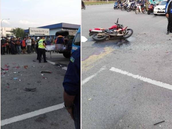 Kedua-dua mangsa maut apabila motosikal yang ditunggang bertembung dengan sebuah van pekerja di lampu isyarat di Jalan Permatang Tinggi, Bukit Mertajam pagi tadi.