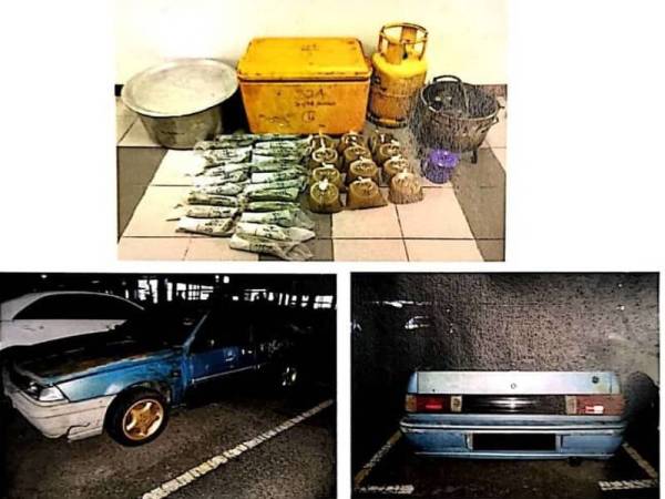 Antara rampasan barang hasil serbuan di Taman Rinting Masai.