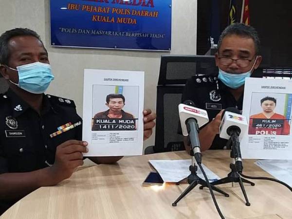 Adzli (kanan) menunjukkan gambar individu dikehendaki disyaki anggota Geng Alai.