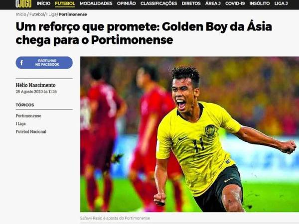 Laporan akhbar online O Jogo di Porto.
