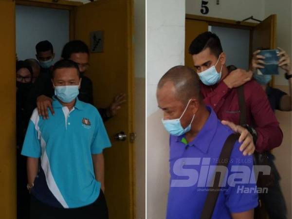 Mohd Fauzi (kiri), Mohd Nasir (kanan) dibawa ke Mahkamah Sesyen Johor Bahru hari ini.