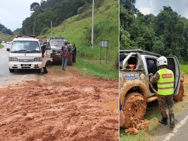 Mangsa dibawa ke jalan utama untuk diberikan bantuan sebelum disahkan meninggal dunia ketika menyertai ekspedisi pacuan empat roda ke Lata Bintang Hijau, Gerik hari ini.
