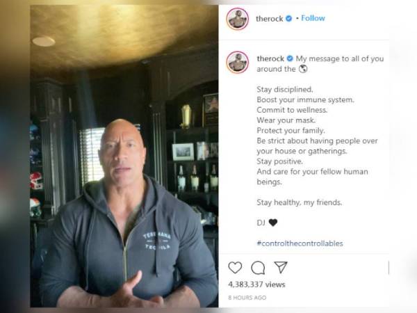 Dwayne Johnson atau The Rock kongsi pengalaman setelah disahkan positif Covid-19 pada Instagram miliknya.