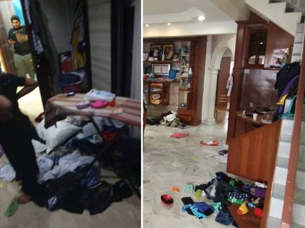 Keadaan di dalam bilik yang berselerak akibat dipecah masuk empat suspek pagi tadi.
