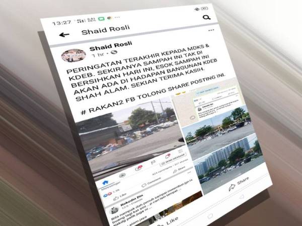 ADUN Jeram, Mohd Shaid Rosli melalui kenyataan di halaman Facebook beliau memaklumkan mengenai isu berkaitan longgokan sampah di kawasan Pusat Perdagangan Alam Jaya, Puncak Alam.