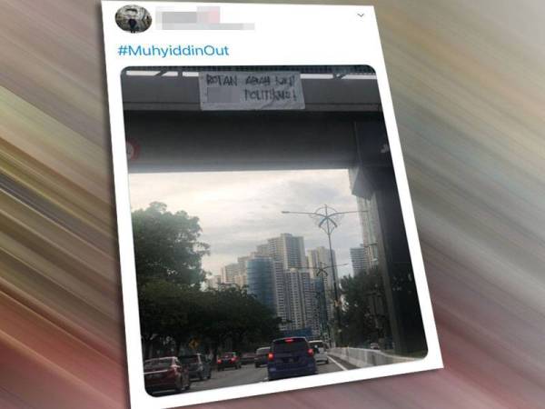 Kain rentang berunsur provokasi di jejantas Danga Bay yang tular di media sosial.