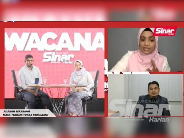 Wacana edisi ke 203 membicarakan topik, Adakah Sekarang Masa Terbaik Tukar Kerajaan? secara dalam talian yang berlangsung di Auditorium Karangkraf, Seksyen 15, Shah Alam. - Foto Sinar Harian ASRIL ASWANDI SHUKOR.