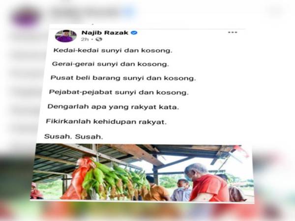 Tangkap layar kenyataan Najib di Facebook beliau hari ini
