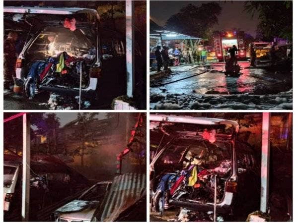 Tiga kenderaan musnah dalam kebakaran di RPA Changkat Sodang, Seri Iskandar, Ipoh awal pagi tadi.