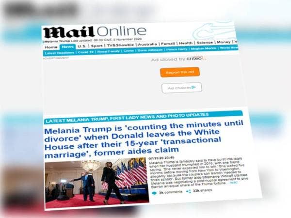 Pendedahan Mail Online mengenai rumah tangga Trump