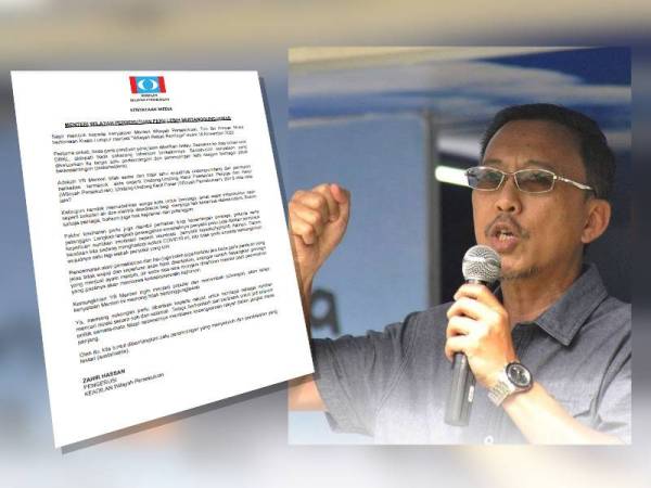 Kenyataan media yang dikeluarkan PKR Wilayah Persekutuan hari ini, Zahir Hassan - Foto FB Zahir Hassan 