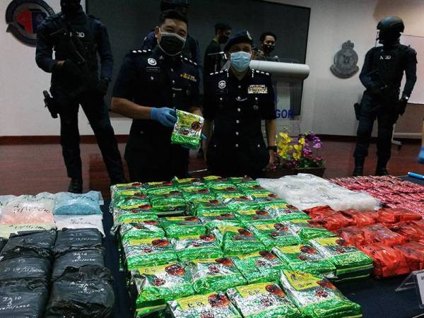 Antara dadah yang dirampas susulan tumpasnya sindiket pengedaran dadah.
