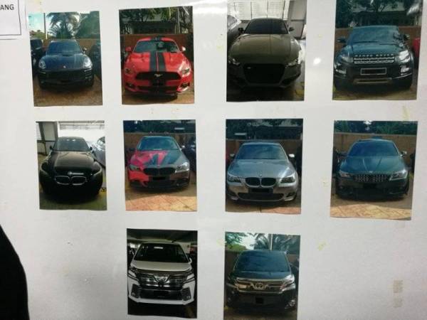 10 buah kenderaan mewah yang dirampas susulan tumpasnya sindiket penipuan pelaburan forex yang didalangi 'Joe Kedah'.