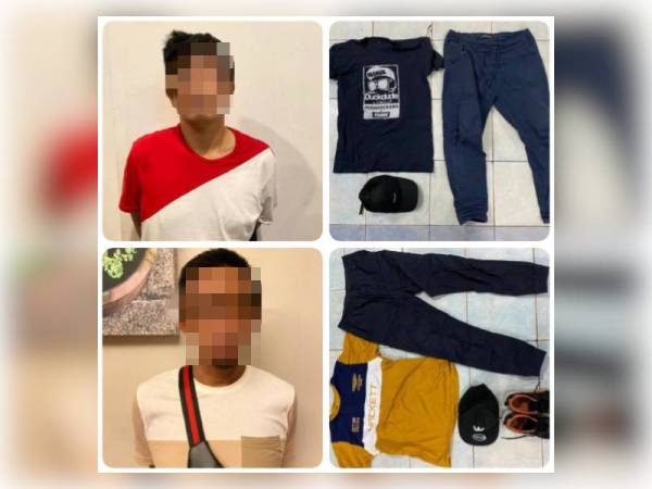 Dua suspek samun ditahan di sebuah hotel di Jalan Pudu di sini pagi tadi.