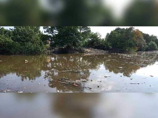 Keadaan Sungai Aur Pandamaran, Klang yang dipenuhi sampah sarap dan kotor.