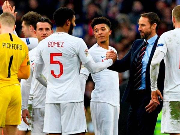 Southgate ketika meraikan kemenangan mereka ketika memenangi perlawanan menentang Croatia ketika Liga Negara UEFA pada November 2018 lalu.
