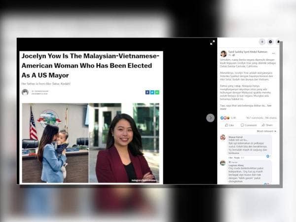 Jocelyn Yow mencipta sejarah apabila menjadi wanita bukan kulit putih paling muda dilantik sebagai Datuk Bandar di California, Amerika Syarikat.