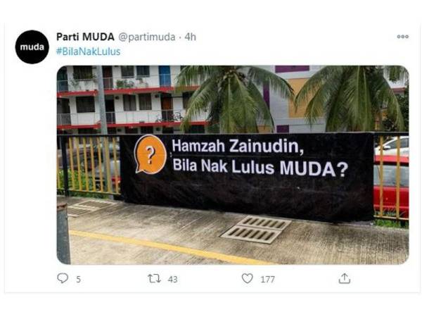 Ciapan di akaun Twitter Muda Malaysia pada Ahad.