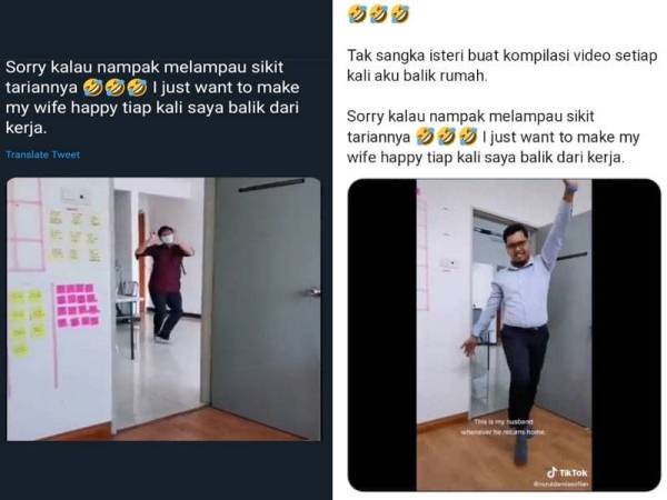 Video Haissazc menari setiap kali pulang dari bekerja tular di laman sosial.