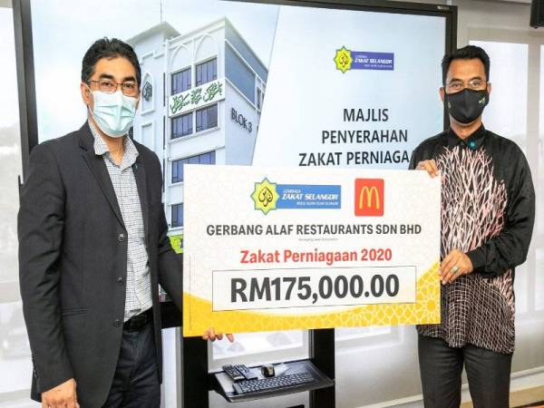 Penyerahan zakat perniagaan McDonald’s Malaysia kepada Lembaga Zakat Selangorberjumlah RM175,000.