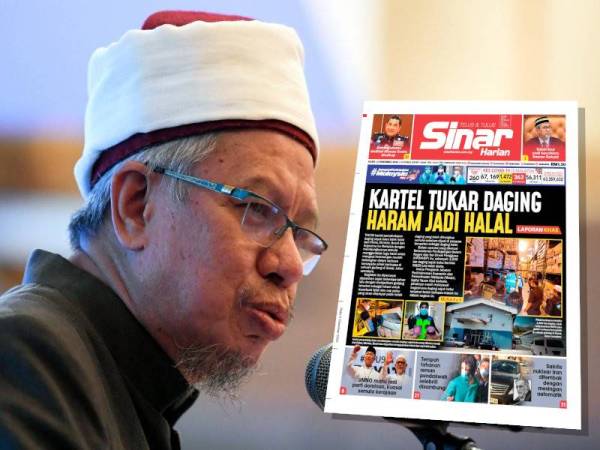 Muka hadapan Sinar Harian 2 Disember 2020 mengenai serbuan pihak berkuasa ke atas gudang kartel daging sejuk beku di Senai, Johor (Datuk Dr Zulkifli Mohamad Al-Bakri)