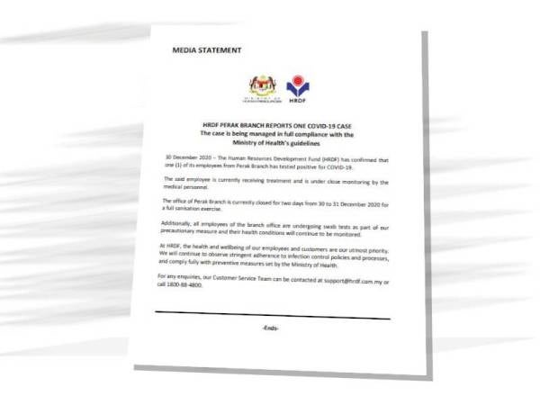 Kenyataan media oleh HRDF pada Rabu.