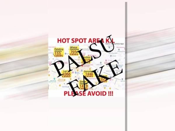Grafik ‘Hotspot Area KL, Please avoid!!! yang tular di WhatsApp pada Rabu.