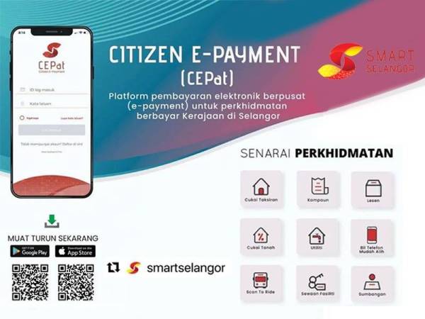 Sembilan jenis perkhidmatan pembayaran berkaitan kerajaan negeri dan PBT yang boleh dibuat melalui CEPat.